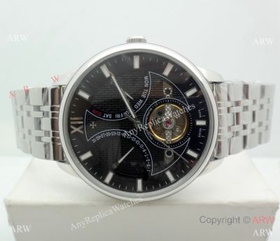 New Style Vacheron Constantin Geneve Tourbillon Watch SS Black Dial